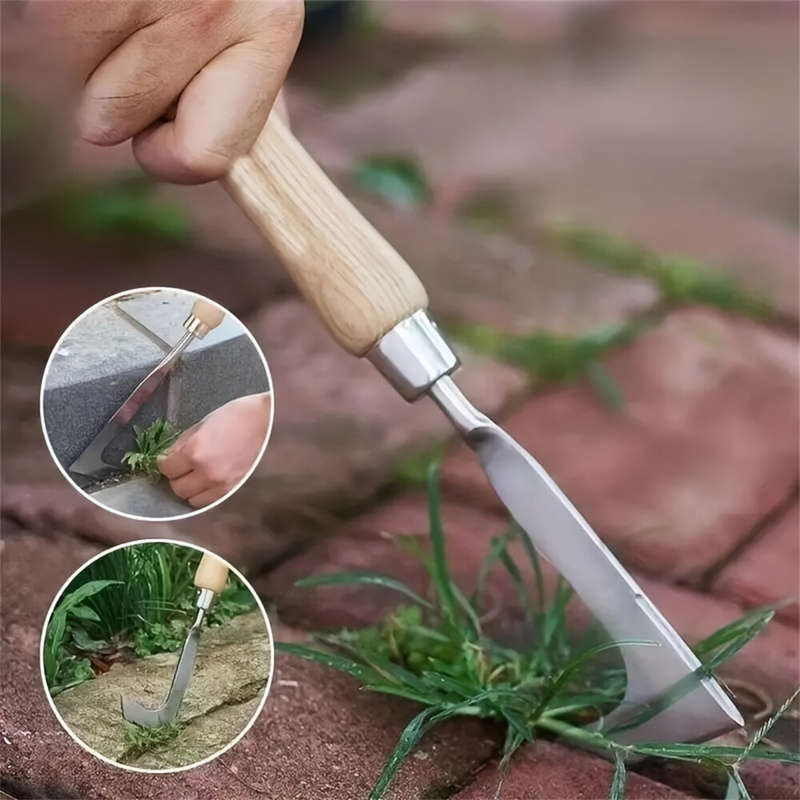 Weeding Machine with Crack Weeding Feature Ergonomic Wood Handle Versatile Garden Tool for Uprooting