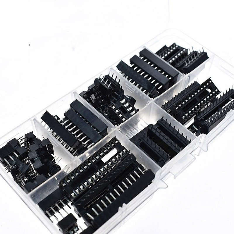 66PCS 8 Values DIP IC Socket IC Chip Seat Adaptor 6P-28P Solder Type Socket Kit