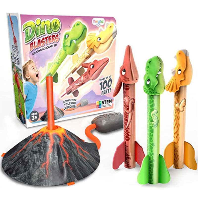 Pedal Flying Dinosaur Rocket Launcher for Kids Launch up to 100 ft Outdoor Toys Family Funny Toy