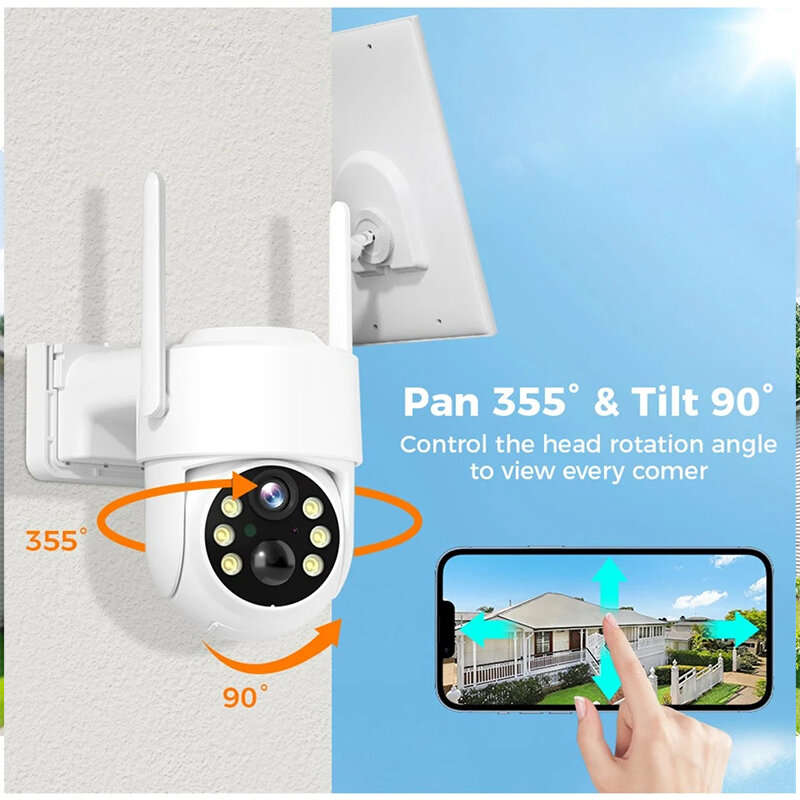 Hiseeu WTD714 4MP 2K HD Solar PTZ WiFi Security Camera PIR Motion Detection Color Night Vision Two-W
