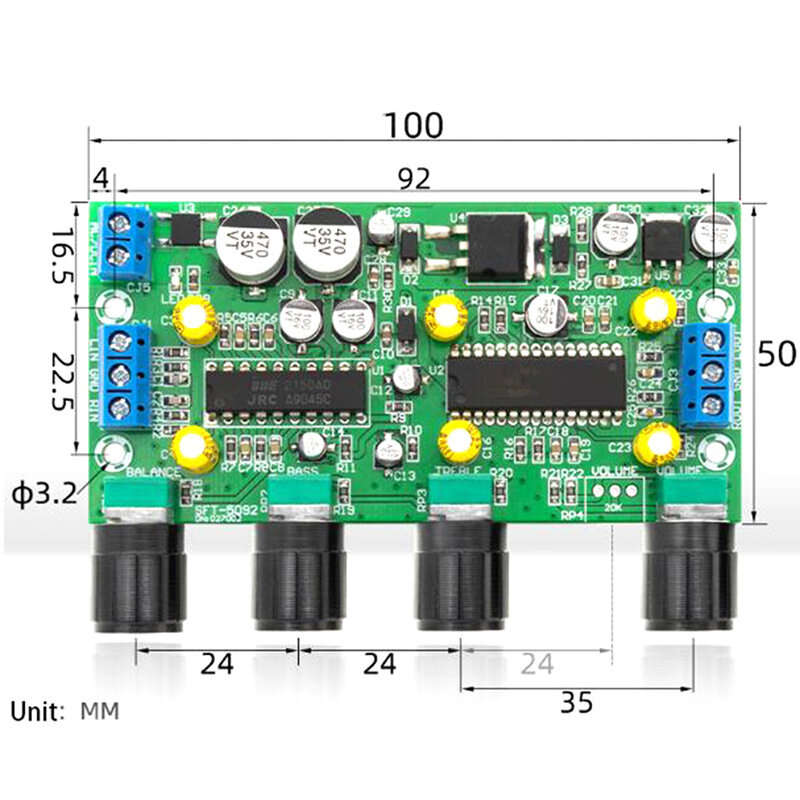 BBE2150+UPC1892T Amplifier Audio Preamplifier Tone Board Balance Treble Bass Preamp with Volume Cont