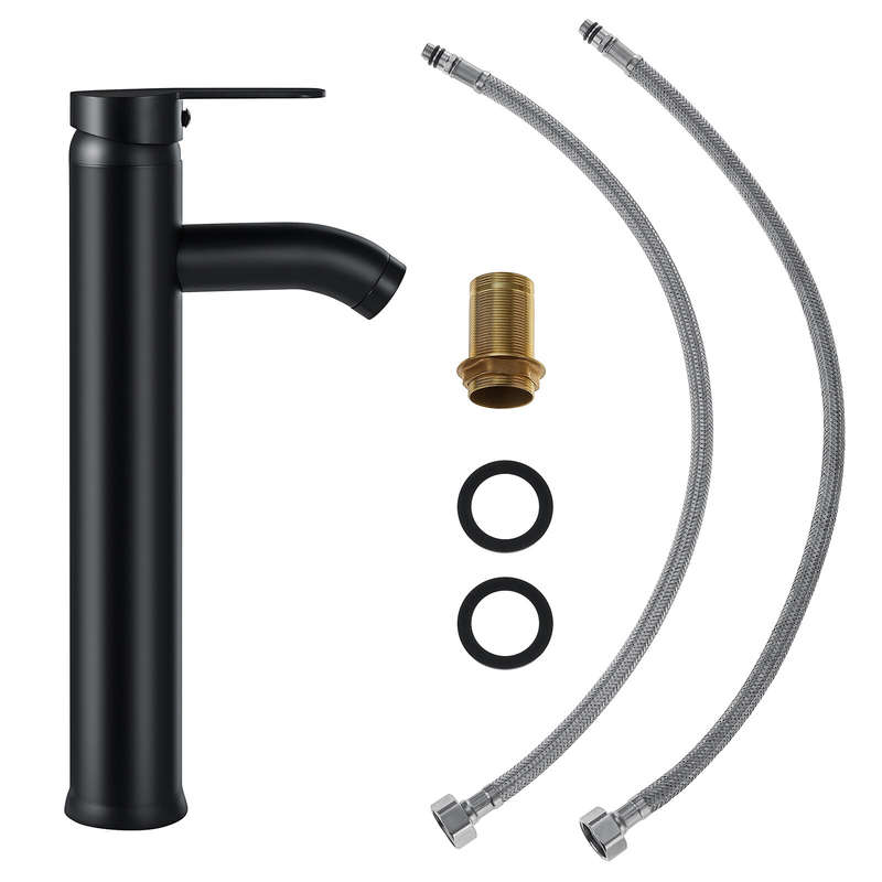 Black Bathroom Faucet Hot Cold Water Sink Mixer Tap Stainless Steel Paint Basin Faucets Single Hole