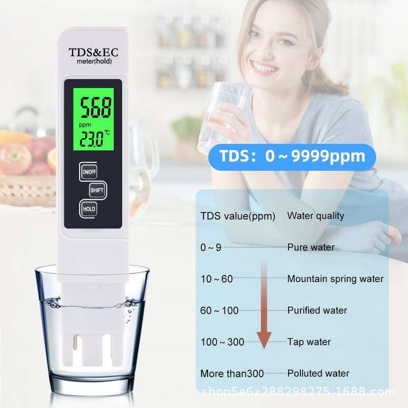 High Accuracy TDS Meter Digital Water Tester 0-9990ppm TDS EC LCD Water Purity PPM Aquarium Filter