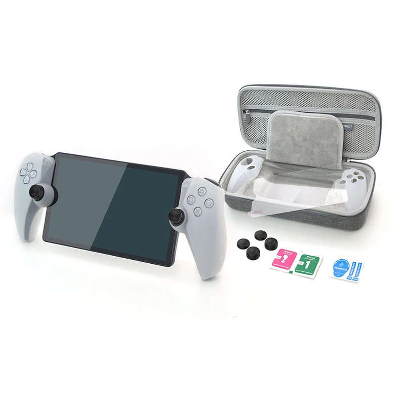 DOBE for PlayStation Portal EVA Storage Bag Set Tempered Flm+Split Silicone Sleeve+Rocker Cap