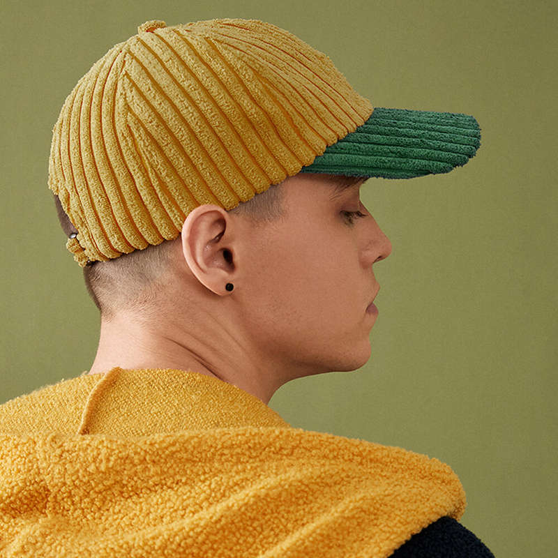 Collrown Men Corduroy Contrast Color Casual Youth Personality Sunvisor Curve Brim Baseball Hat