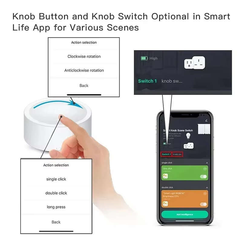 Tuya Zigbe Smart Konb Scene Switch Dimmer Button Knob Controller Home Automation Intelligent DIY Swi