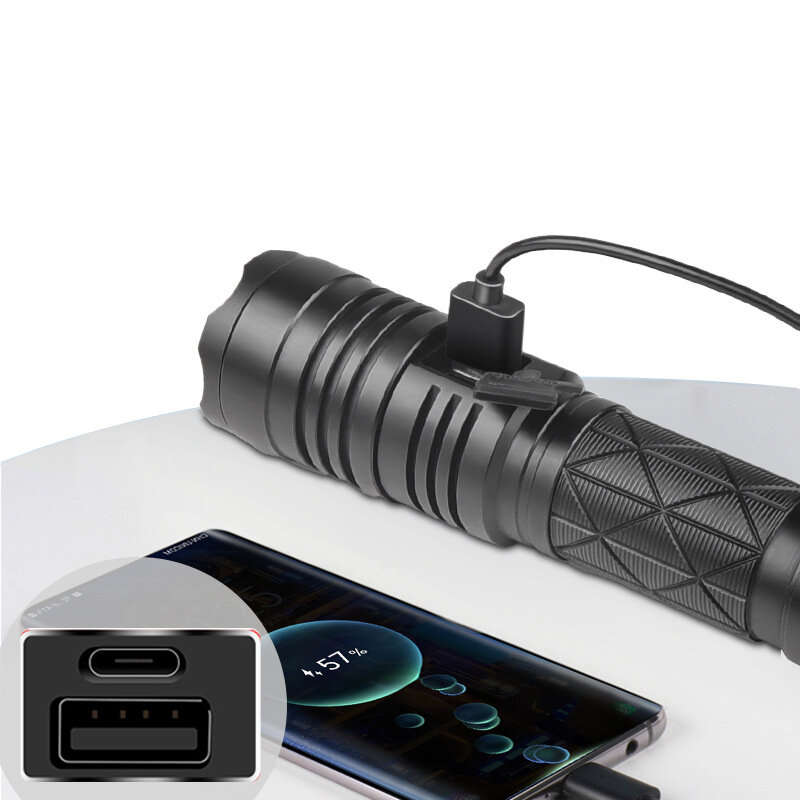 BIKIGHT XHP70 1500LM 300m Ultrabright Strong Flashlight Powerful LED Torch Type-C Rechargeable Teles