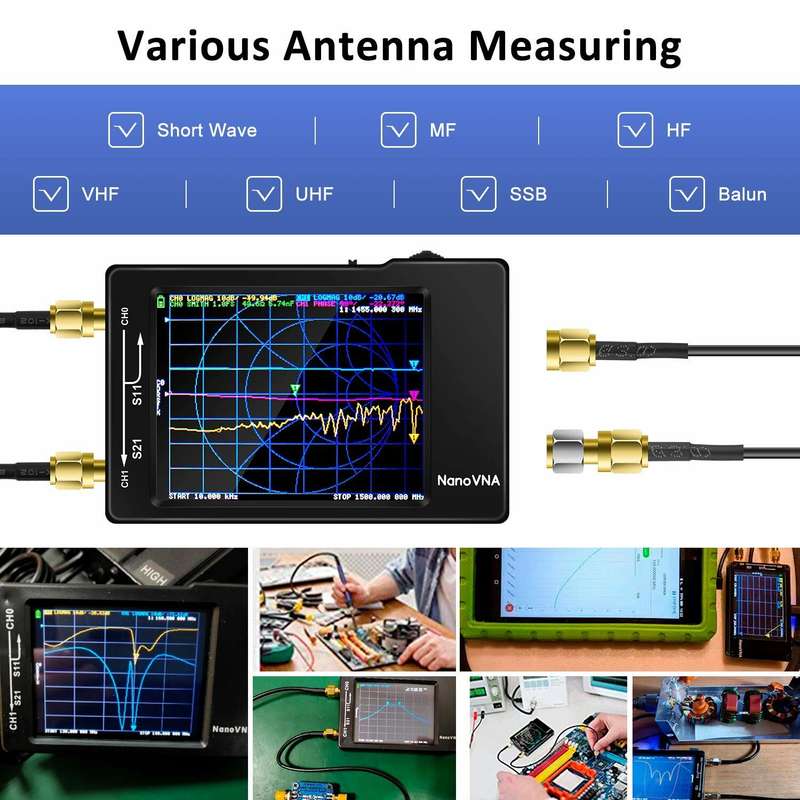 Original Hugen Version 2.8 Inch NanoVNA-H Vector Network Antenna Analyzer 10KHz-1.5GHz MF HF VHF UHF