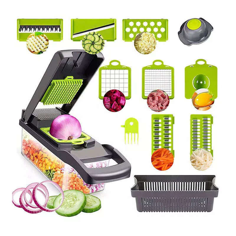 14-in-1 Vegetable Slicer Multifunctional Eco-Friendly Compact Kitchen Tool with Stainless Steel Blad