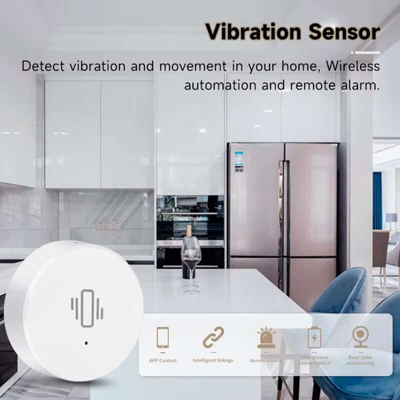 Tuya ZigBe Smart Vibration Sensor Real Time Monitoring Door Window Detection Alarm Smart Home Securi
