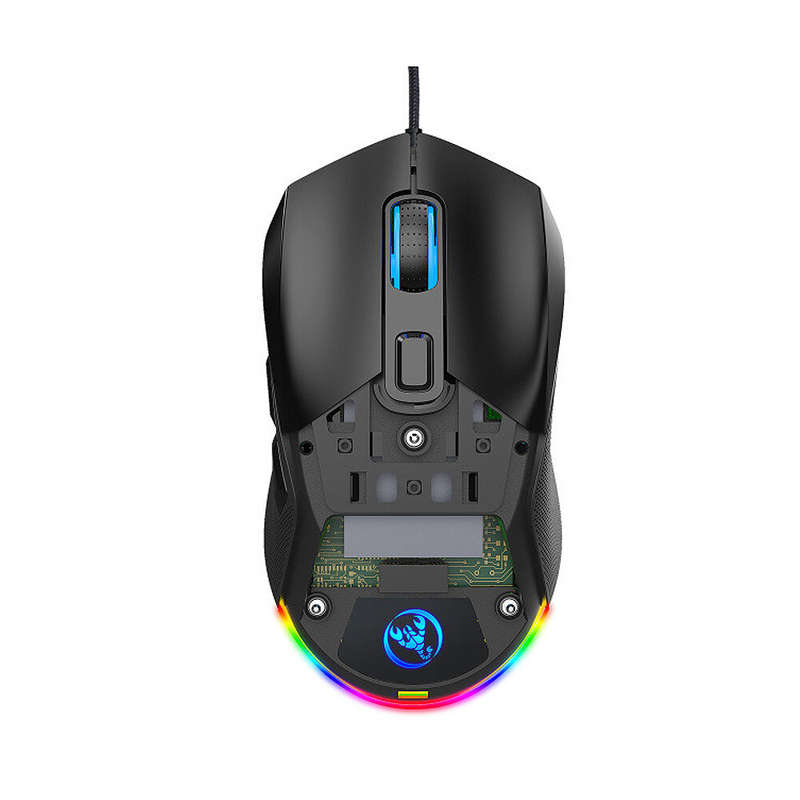 HXSJ X300 Wired Mouse 1200-7200DPI Adjustable 6-key Macro Programming Mice with RGB Backlit Swap Bac