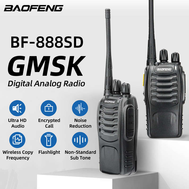 Baofeng BF-888SD GMSK Digital Walkie Talkie 16 Channels Noice Reduction UHF Encrypted Call Wireless