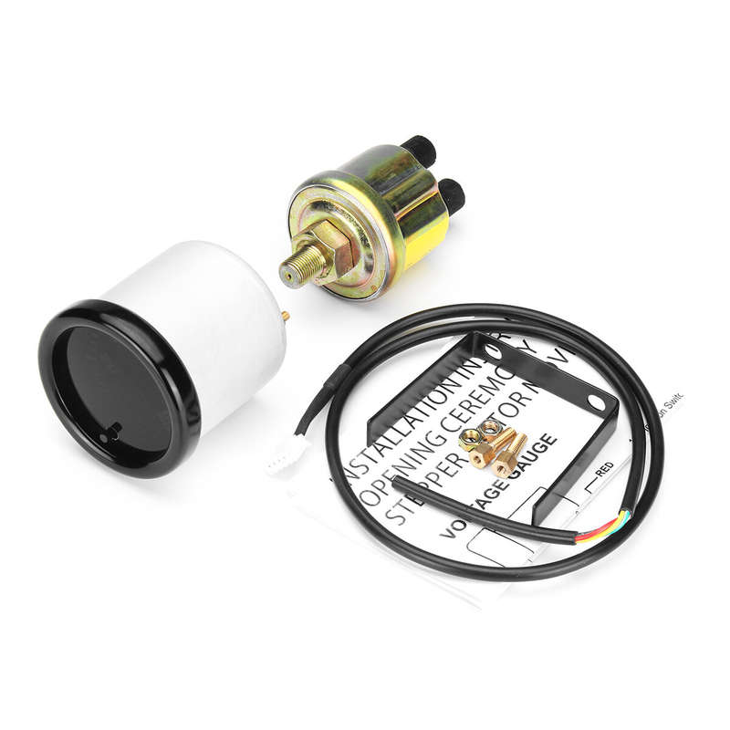 Universal 2" 52mm 12V Oil Pressure Gauge Meter W/Sensor 7 Color LED Tinted Face