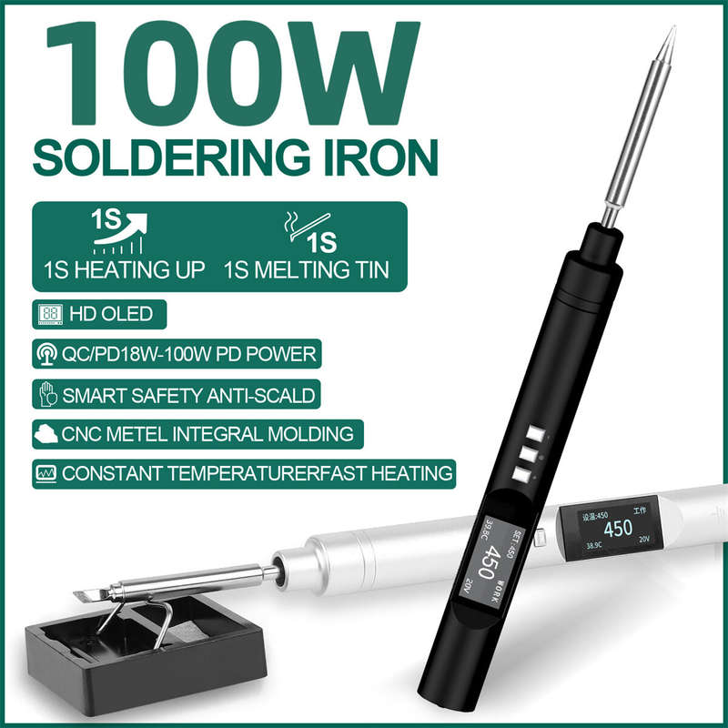 Drillpro PTS200 V2 100W Electric Soldering Iron Portable Quick Warm-Up Tin Melting Open Source Suppo