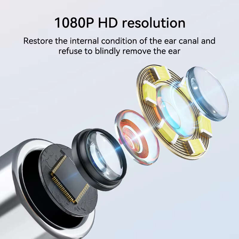 3.9mm4.3 Inch Digital Otoscope for Ear Wax Cleaning Smart Visual Ear Picking Stick Type-C Port Suppo
