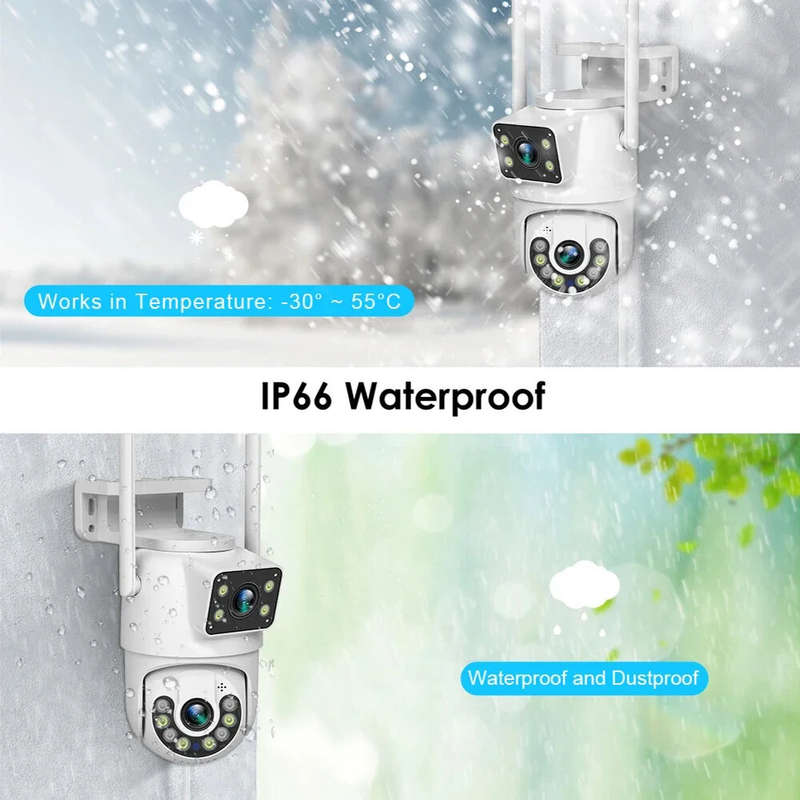 Guudgo 4MP Wifi PTZ EU Camera Dual-Lens Video Surveillance IP Camera Night Vision Cameras Outdoors S