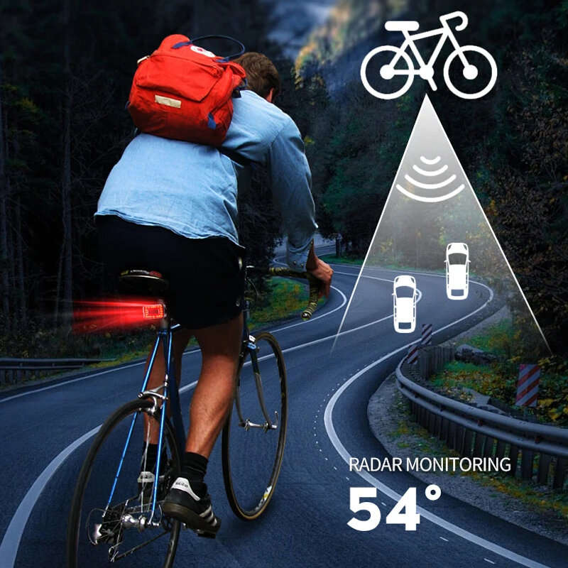 Smart Radar Bicycle Taillight 7 Light Modes 1500mAh Battery Capacity Waterproof 30m Object Approachi