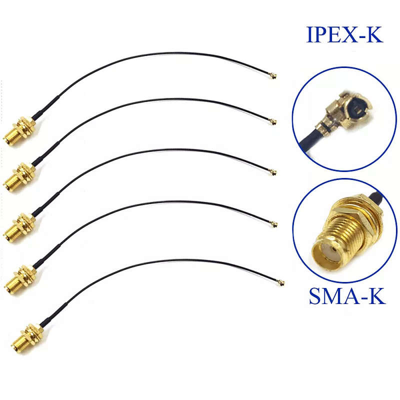 5Pcs SMA Connector Cable Female to uFL/u.FL/IPX/IPEX UFL to SMA Female RG1.13 Antenna RF1.13 Cable A