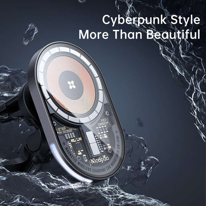 Mcdodo 15W Magnetic Wireless Charger Car Mount PD3.0 QC3.0 Fast Charging Transparent 360 Rotation Br