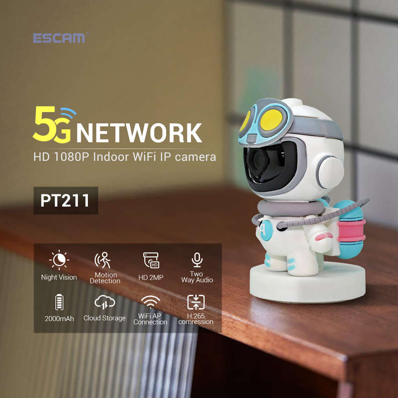 ESCAM PT211 1080P Wireless Mini IP Camera 5G WiFi Built in Battery 360 CCTV Security Camera Video Ba