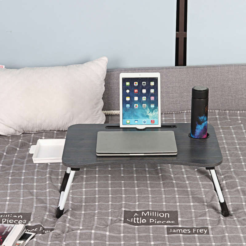 Laptop Table Stand with Small Drawer Portable Folding Desk Notebook Table Stand Lap Tray Bed for Chi