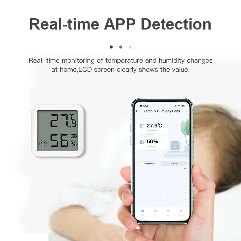 TH05 Tuya bluetooth Temperature Humidity Sensor with LCD Screen Smart Linkage Thermometer Hygrometer