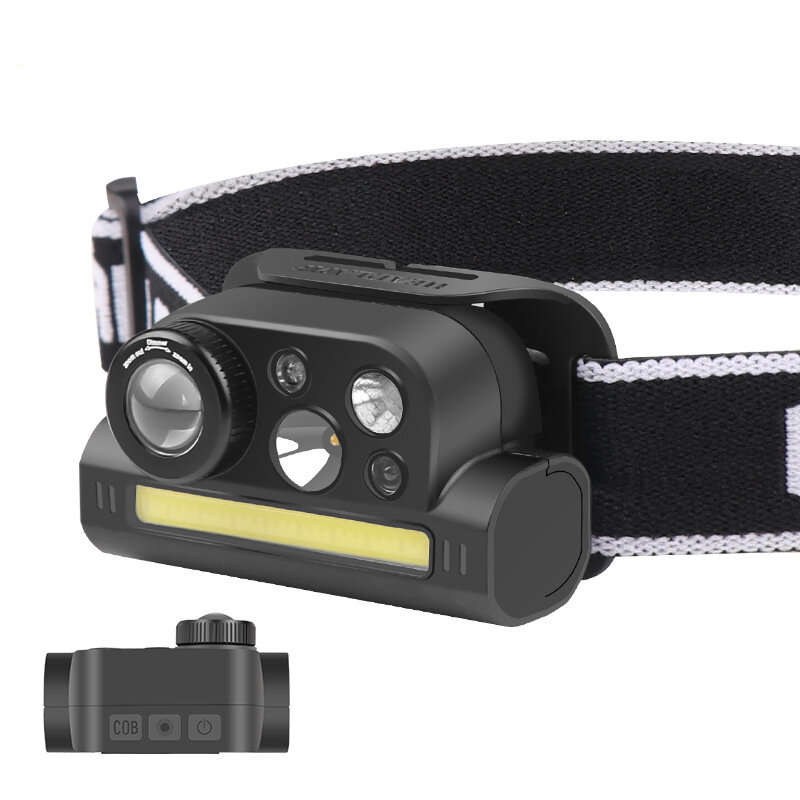 XPG+COB 4 Modes Zoomable Headlamp Waterproof Multi-functional Type-c Charging Headlight Flashlight H