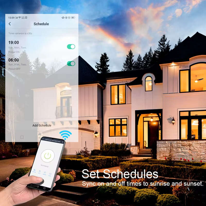 TM607 80A Tuya Smart WiFi Timer Countdown Time Switch APP Wireless Remote Control DIY Lights Work wi