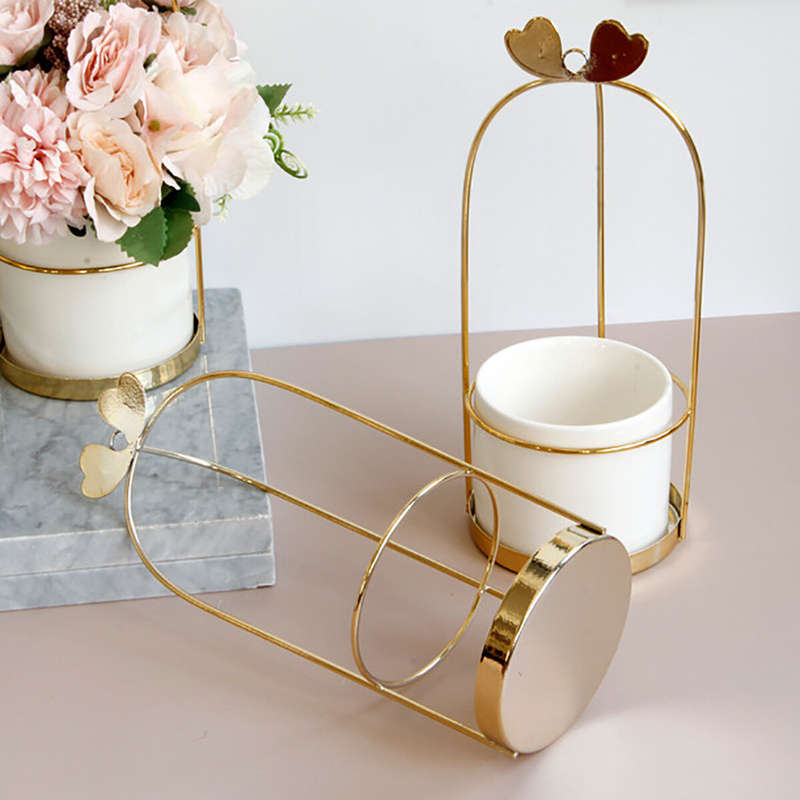 Nordic Vase Hanging Basket Wrought Iron Flower Pot Hanging Iron Frame Flower Stand Hydroponic Flower