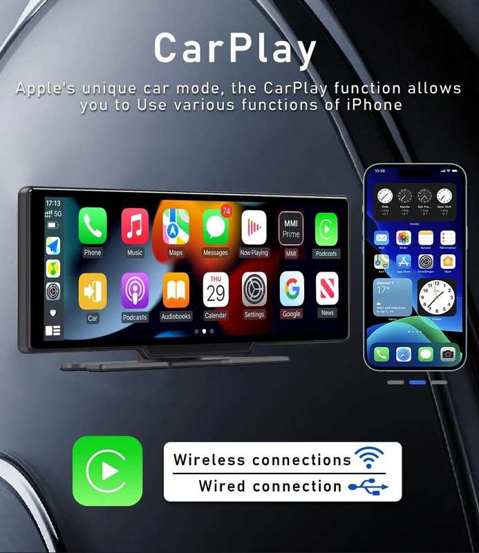 10.26 inch Portable bluetooth Car MP5 Player HD Large Screen Wireless Carplay Car Radio Built-in 1W