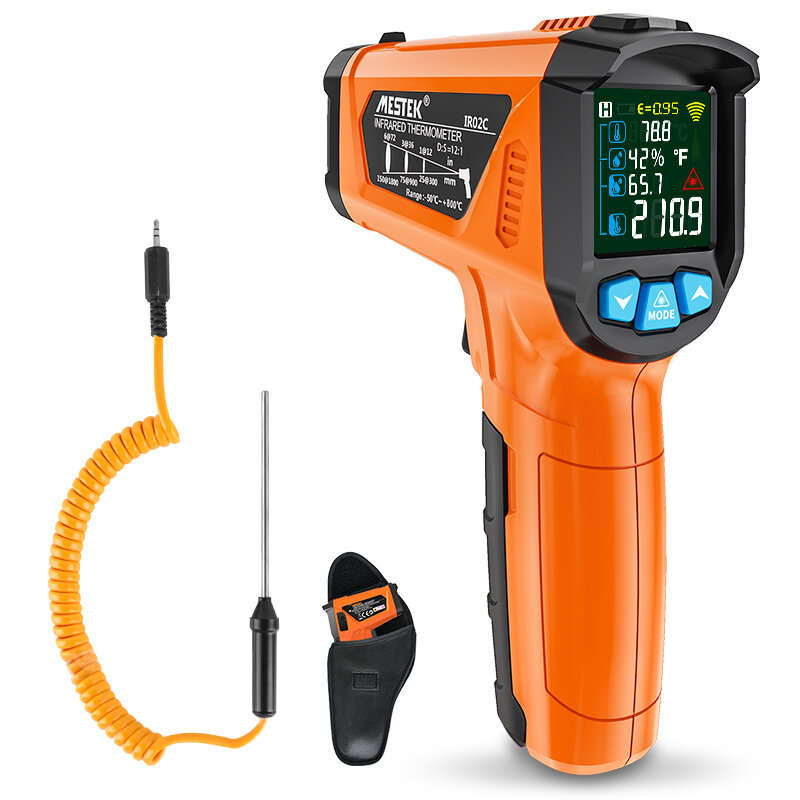 MESTEK Advanced Infrared Thermometer IRO2C Wide Temperature Range (-50C to 800C) Adjustable Emissivi
