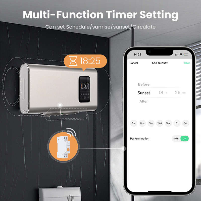AVATTO Tuya WiFi Smart Circuit Breaker Switch With Metering 63A 1P Smart Life App Timer Module Suppo