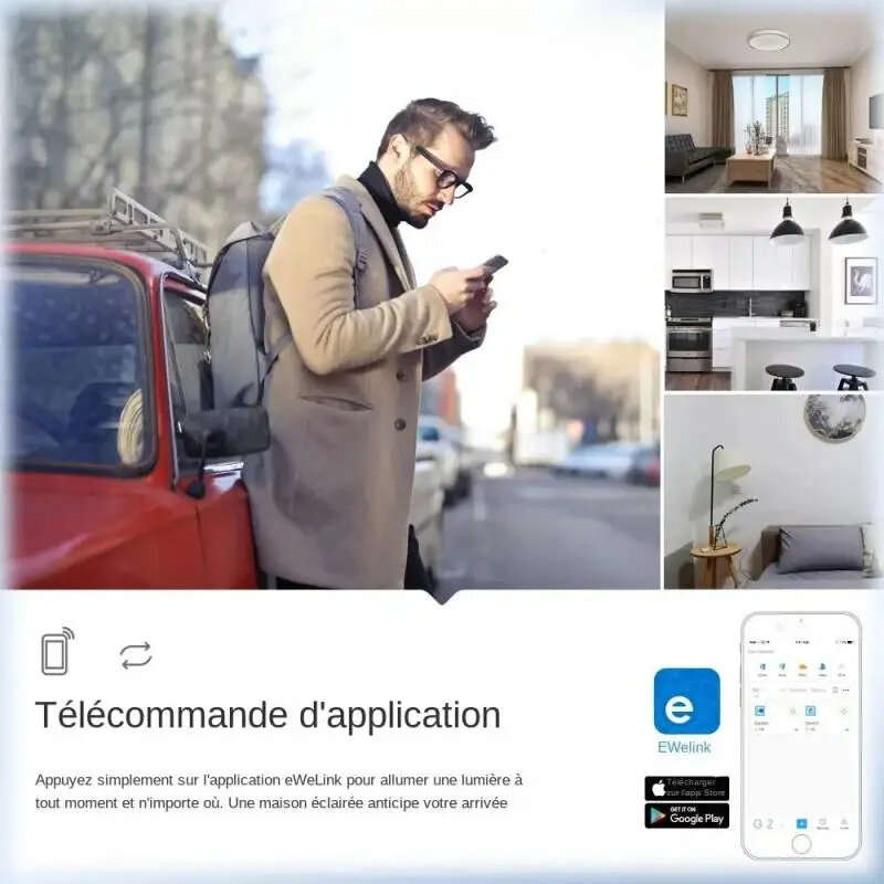 Sonoff BASIC R2 WiFi DIY Smart Switch Wireless Remote Controller Timing Schedule Sync Status Voice C