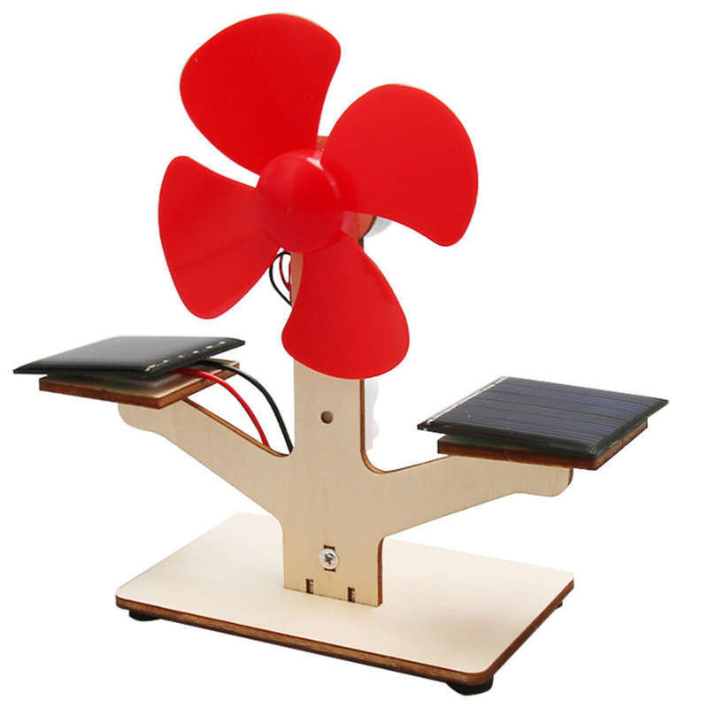 Wooden Solar Power Fan Model Assembly Kit DIY Children's Science Experiment Education Puzzle Toy Stu