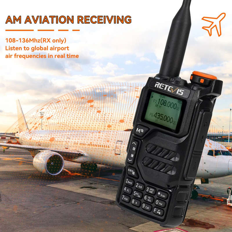 Retevis RA79 5W UV Dual Band Walkie Talkie AM FM Airband Frequency Receiving Multi-Band Receiving US