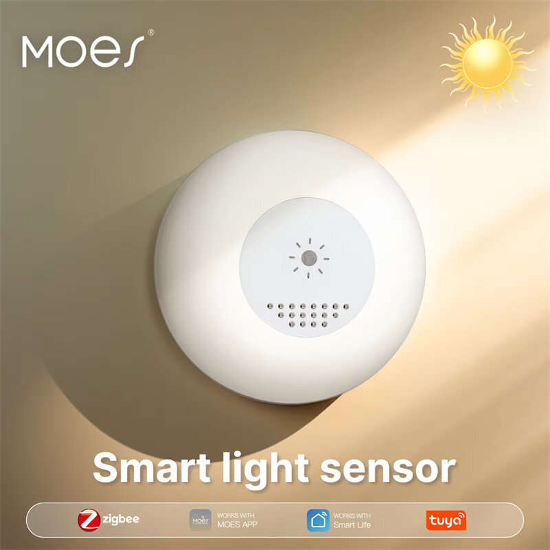 MoesHouse Tuya Zigbe Smart Light Sensor Illuminance Brightness Detection Home Lighting Automation Sm