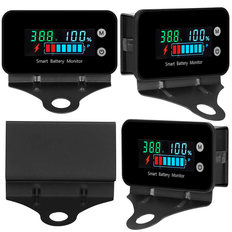 LiFePO4 Lithium Battery Monitor IPX7 Waterproof with Bracket Color Display 7-100V for Car Motorcycle