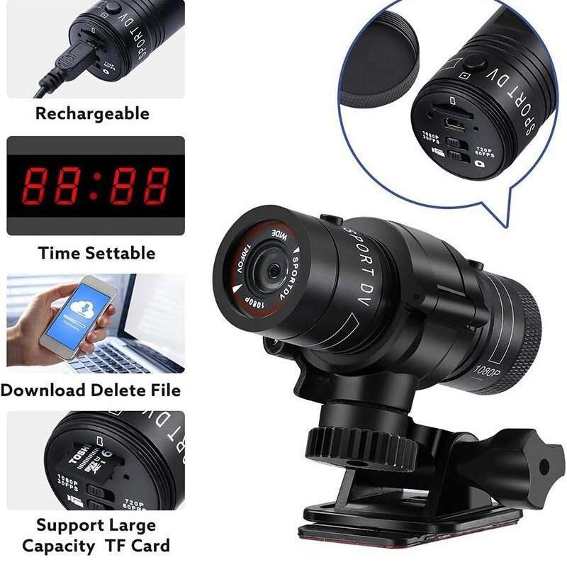 XANES 1080P Bicycle Helmet Camera 120 Wide Angle Bicycle Sports Camera IPX6 Waterproof Mini Motorcyc