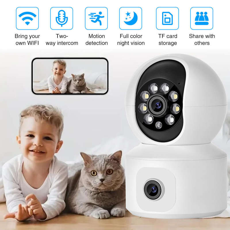 K22 2MP PTZ IP Security Camera Dual Lens Dual Screen WiFi Wireless Full Color Night Vision Humanoid