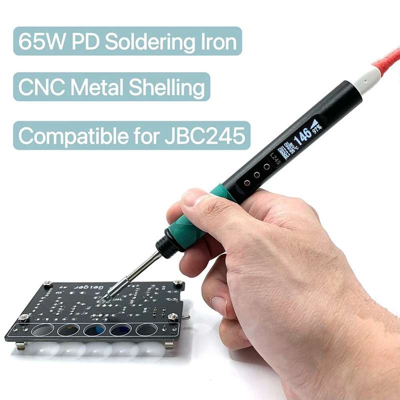 65W L245 Electric Soldering Iron Power Supplying Aluminum Alloy CNC Shell QC PD Type-C Compatible JB