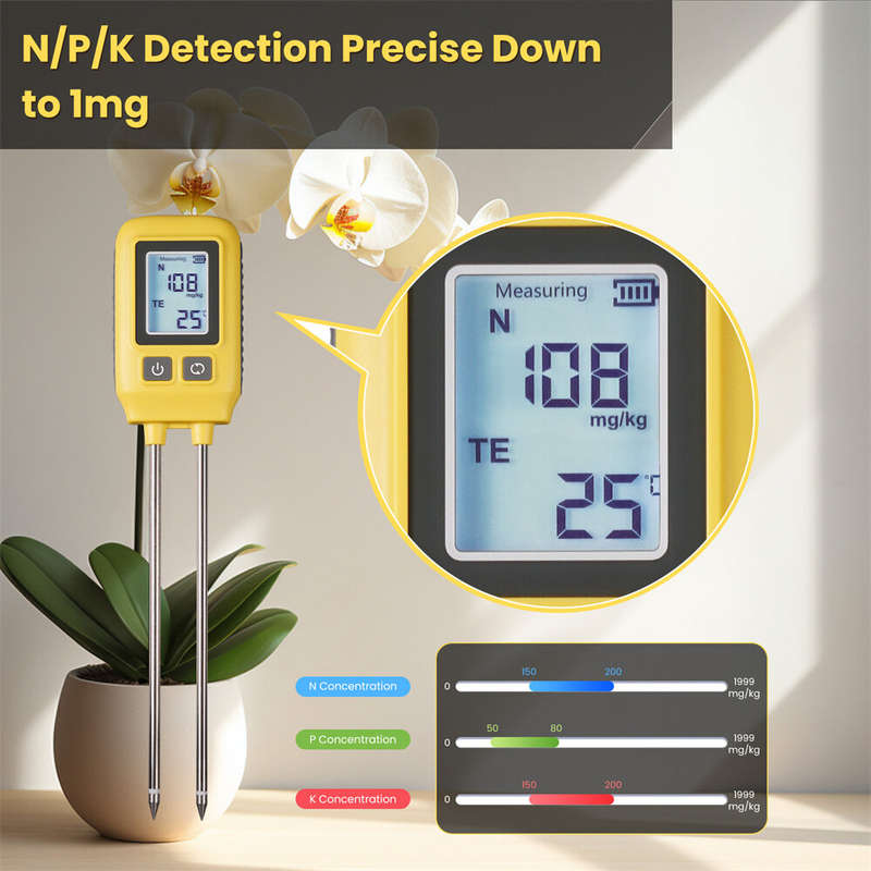 MoesHouse Soil NPK Temperature Detector Sensor Nitrogen Phosphorus Potassium Detector Nutrient Ferti