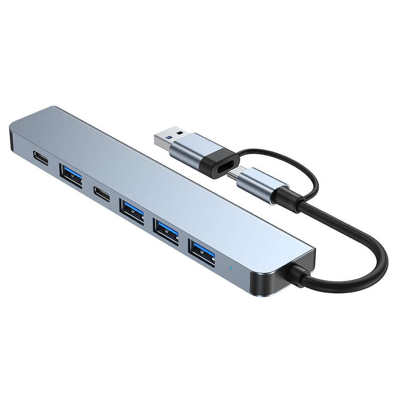 7 in 1 Type-C Docking Station with USB Adapter USB2.0*4 USB3.0 USB-C Data PD5W USB-C Multiport Hub S
