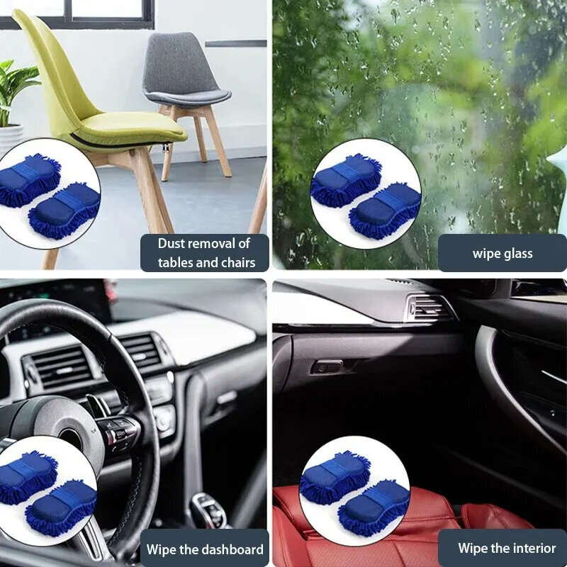 Car Washing Gloves Car Wash Sponge Brush Chenille Soft Microfiber Car Body Cleaning Water Absorption