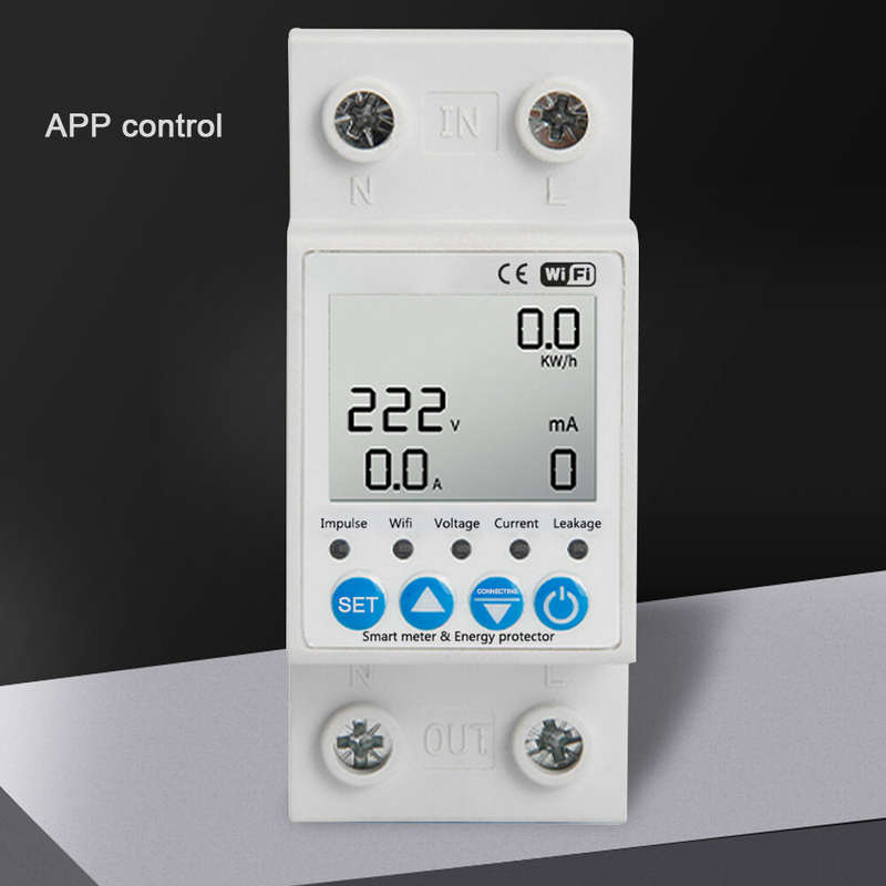Tuya WiFi 63A Intelligent Leakage Protecting Switch Current Voltage Monitoring Circuit Breaker Timer