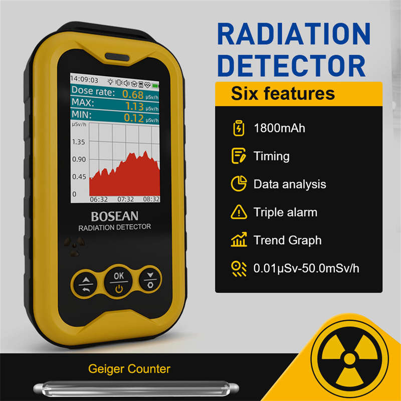 FS-5000 Nuclear Radiation Tester 2.4-inch TFT LED Glass Geiger Counter High Sensitivity Reliable Dos