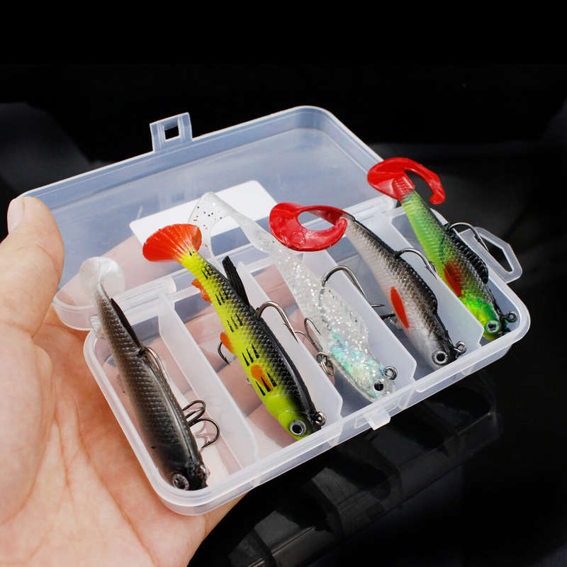 ZANLURE 5pcs Plastic Soft Bait Simulation Fishing Lures 3D Eyes Artificial Bait Swimbaits Kit Fishin