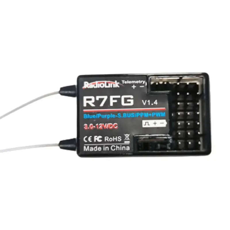 RadioLink R7FG 2.4GHz 7CH Dual Antenna SBUS/PPM/PWM RC Reciever Integrated Gyro For Radiolinks RC4GS