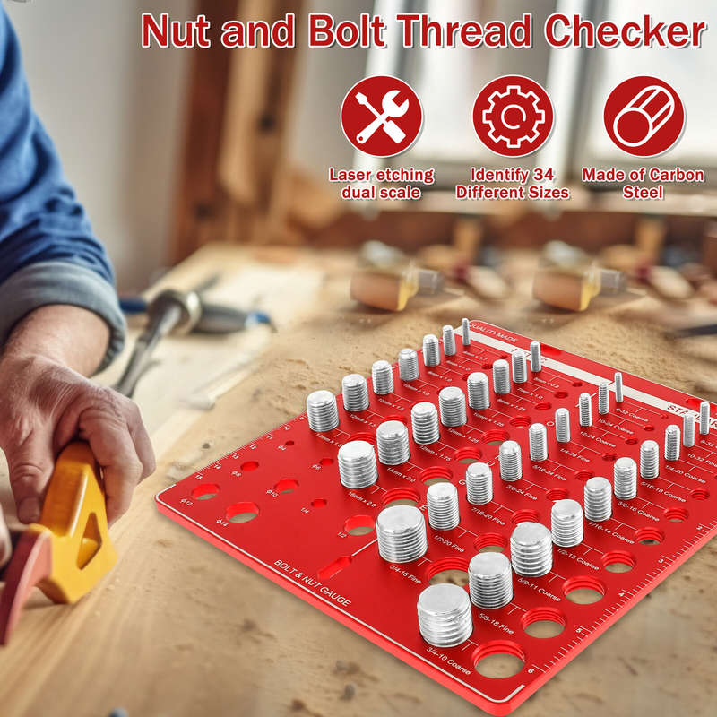 34 Nut and Bolt Thread Checker Bolt Size and Thread Identifier Gauge Standard and Metric Bolt and Nu