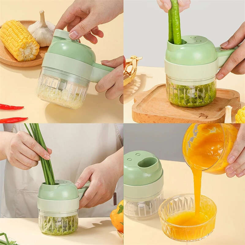 4-in-1 Handheld Electric Vegetable Cutter and Meat Mincer Quick and Convenient Kitchen with Direct-t