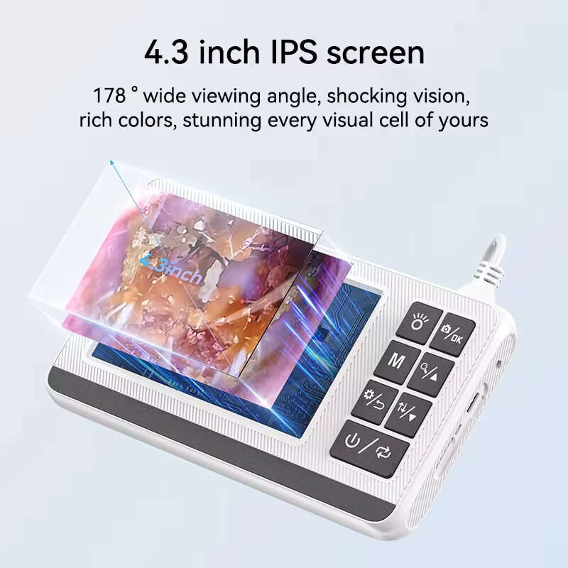 3.9mm4.3 Inch Digital Otoscope for Ear Wax Cleaning Smart Visual Ear Picking Stick Type-C Port Suppo